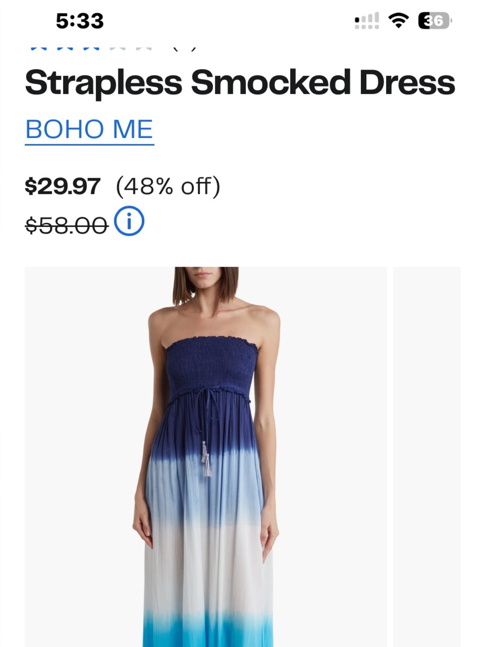 Raviya Ombre Asymmetrical Maxi Dress in Navy, Aqua & White